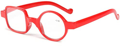 Kodilin Occhiali da Lettura Rotondi e Quadrati, Anti Luce Blu per Computer o Gaming, Cerniera a Molla, per Uomo e Donna - 1.0, 1.5, 2.0, 2.5, 3.0, 3.5 (Rosso, 2.00)