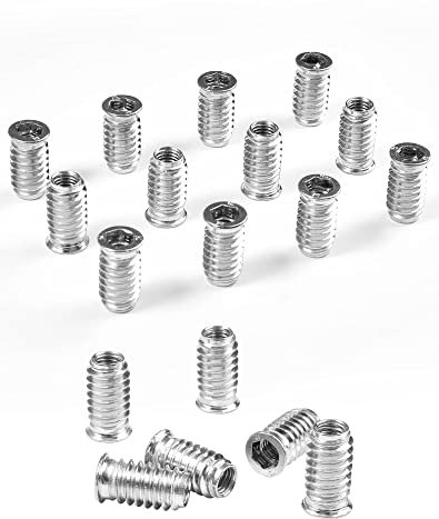 ZITFRI 50PCS Insert Fileté Bois Ecrou Hexagonal M8 x 24 mm Insert a Visser en Alliage de Zinc Douille Filetée Vis à Tête Insert Bois M6 pour Meubles Chaises Lits en Bois