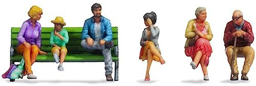 NOCH Sitzende, 3D gedruckte Figuren für Modelleisenbahn, ideal für Parkbänke und Zugabteile, Maßstab 1:220 (Z)