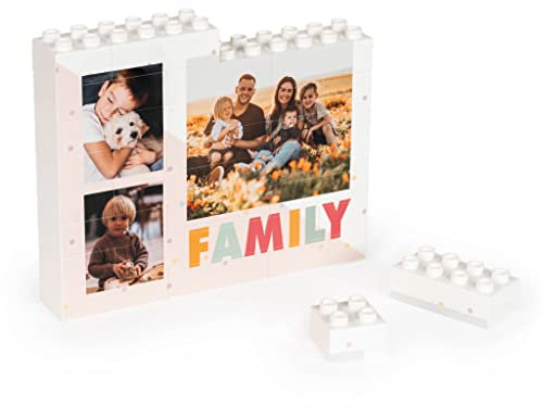 Wanapix | Puzzle Block Selbst Gestalten | Personalisiertes Block Puzzle mit Foto und Text| Kompatibel mit den Wichtigsten Marken| Personalisiertes Fotopuzzle | Originelles Puzzle | 28 Teile XL | WEISS