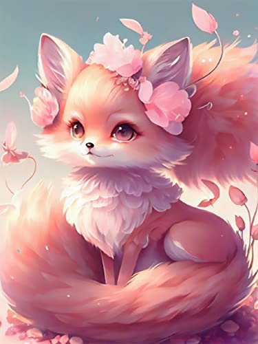 YEAUWILY Fuchs Diamond Painting Set für Erwachsene Fox 5D Bilder Diamant Malerei Kits für Kinder DIY Runder Steine Diamant Painting für Zuhause Dekor Weihnachten 30x40cm