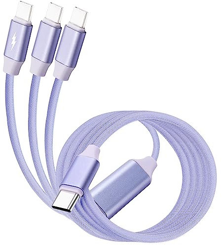XMSJSIY 6A USB C to USB C Cable Splitter Fast Charging Cord 66W Type C Male 1 to 3 Male Multi Quick Charger Data Wire for Laptop/Tablet/Phone-1.5M