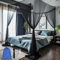 Sublaga Moskitonetz für Bettten, großes weißes Betthimmel für Mädchen, hängendes Bettnetz, ideal für Schlafzimmer, Deko, ideal für Reisen, inklusive Aufbewahrungstasche, Vier Eingänge, Schwarz
