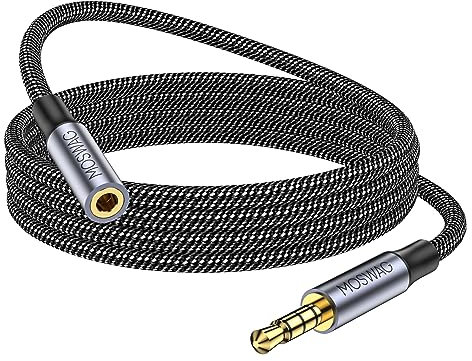 MOSWAG 3.5mm Stecker zu Buchse Verlängerungskabel mit Mikrofon Stereo Audio Adapter Nylon geflochten Kompatibel für Heim/Auto Stereos Smartphones Kopfhörer Tablets Media Player und mehr