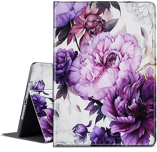 BPQOJB for Microsoft Surface Pro 7 Case with Adjustable Stand & Auto Wake/Sleep Slim Smart Protect Cover Tablet Case for Microsoft Surface Pro 7 Plus/6/5/4 12.3 inch - Purple Flowers