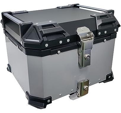 ROMOZ Motorrad-Topcase Aluminium 30L/36L/45L/55L/65L Motorrad-Topcase mit einzigartigem Sicherheitsschloss, sicherer und langlebiger Motorrad-Kofferraum, Silver,30L