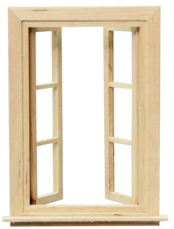 KieTeiiK 1:12 Puppenhaus Miniatur DIY Holz Fenster Tür Weiß Möbel Spielzeug DIY Für Puppenhaus Zubehör 6 Scheiben Puppenhaus Fensterrahmen Holz