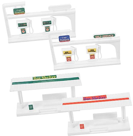 VILLCASE 4 Sätze DIY-parkplatzszene Tankstelle DIY Montagespielzeug Modell Einer Bushaltestelle Busbahnhofmodell Spielzeug Im Bahnhofsmaßstab Lernspielzeug Spielzeugset Kind Abs Sandkasten
