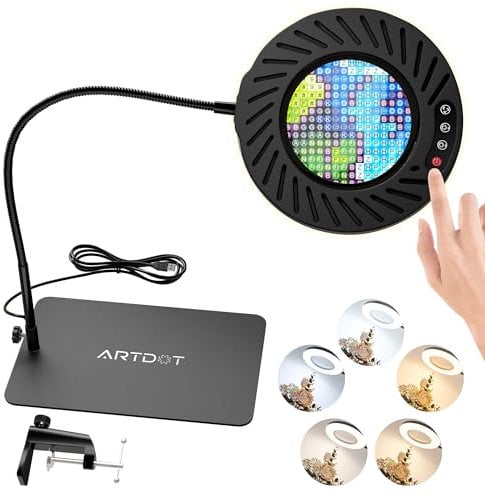 ARTDOT 10X Magnifying Glass with Light and Stand for Diamond Painting, Magnifer for Diamond Art Accessories Hobbies Crafts Reading Close Work