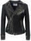 Rock88 Nieten Lederjacke für Damen Kurzer Motorradmantel mit Gürtel Übergroßes Revers Reißverschluss Oberbekleidung Frühling und Herbst Schlanke Winddichte Outfits,Black,L(Bust:107cm)