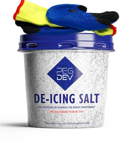 PDL – Pegdev - Premium White De-Icing Salt - Pair of Thermal Gloves Included for Spreading - Rapid Snow & Ice Melting Formula - Non-Corrosive & Long-Lasting (1.5kg)