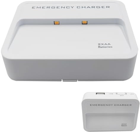 LZDICITARU Battery Operated Phone Charger Emergency Hold on Wall USB Battery Powered Power Bank Portable 2 AA Batteries Powered Outlet (White)