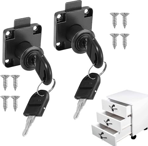 2Pack Cabinet Snap Lock Black Security Filing Cabinet Lock Cabinet Locks Iron Zinc Square Base Screw Fixed Furniture Drawer Cam Lock for Furniture Cabinet Mailbox Drawer Household Office