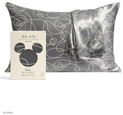 Kitsch Mickey/Minnie Satin Pillowcase with Zipper - Softer Than Silk Pillow Case for Hair & Skin Cooling | Standard Size (Mickey Maze, 1 Pack)