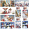 CREATCABIN 5 Blatt Weihnachts Transferaufkleber Für Glasbecher Weihnachtsmann Schneemann Rubbel Transferaufkleber UV DTF Cup Wrap Transferaufkleber PVC Wasserdichte Aufkleber Für Basteln Möbel 24x11cm