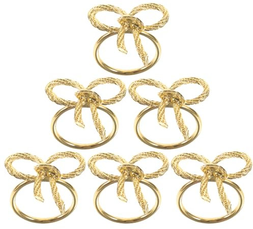jojofuny 6 StüCk Goldene Schleifen Serviettenringe, Metall Serviettenhalter FüR Weihnachten, Hochzeit, Abendessen, Bankett, Familientreffen Tischdekoration
