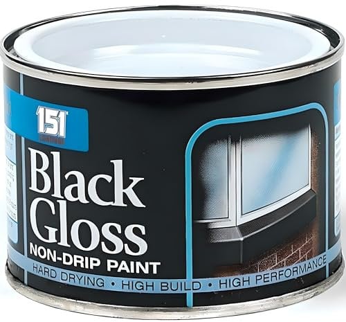 AMK® 151 Coatings Non Drip Gloss Paint Black 180ml No Runs Hard Drying High Build Finish for Wood Metal Concrete