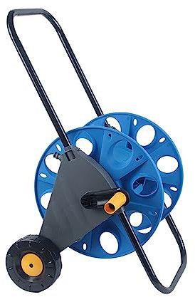LULUMAIC Gartenschlauchhalter, mobiler Schlauchwagen, Schlauchtrommelwagen, Gartensprühschlauchwagen mit Griff und Rädern, freistehend für den Außenbereich, einfach zu montierender