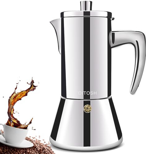 DITOSH 6 Tazze Addensate in Acciaio Inox 304 Moka Pot Stovetop Espresso Maker Percolator Cafeteras Italian Coffee Maker Capable Mocha Coffee Machine Greca Coffee Maker for Home e Camping 300ml 10oz