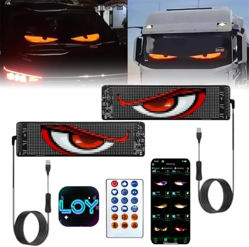 2PCS 102x348mm Ojos LED Para Parabrisas de automóviles y camiones, Pantalla LED Flexibles y Programables Devil Eyes LED Para Coche , Animadas De Ojos Del Diablo LED Para Automovil Para Vidrio