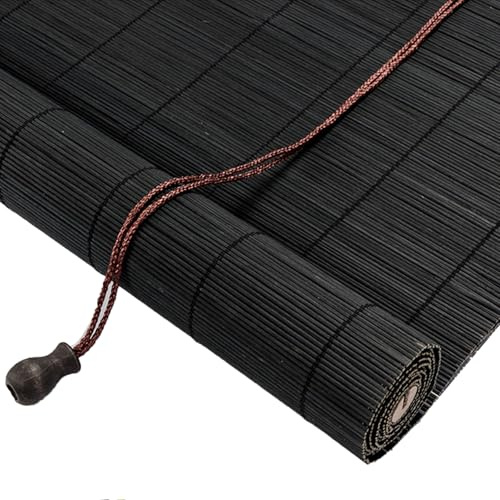 Made To Measure Black Blinds Bamboo Blinds For Windows Natural Roman Roller Shades Privacy Curtain Handwoven Easy To Install Suitable For Indoor Outdoor Garden Patio