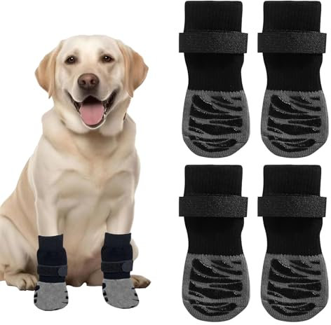2 Paar Hundeschuhe,Hundeschuhe,Rutschfestes Hundeschuhe Winter,Verstellbares Hunde Schuhe,Geeignet für den Lnnen- und Außenbereich,Schützt Hunde vor Verletzungen