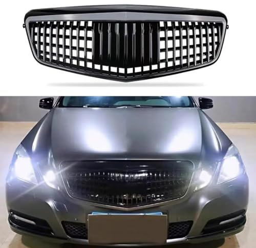 JIABAOCA Maßgeschneidert Nieren Schwarz Kühlergrill für Mercedes Benz E Class W212 E180L /200L/320L -260L 2009-2013,Schwarz Doppelsteg Sport Kühlergrill,Sport Frontgrill Zubehör,A/All-Sliver