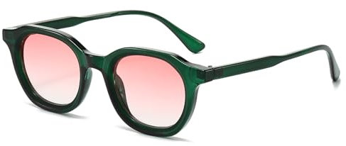 JCTAIFOO Lunettes de soleil rondes vintage pour homme et femme - Lunettes de soleil ovales rétro - Lunettes teintées tendance, Vert clair/rose
