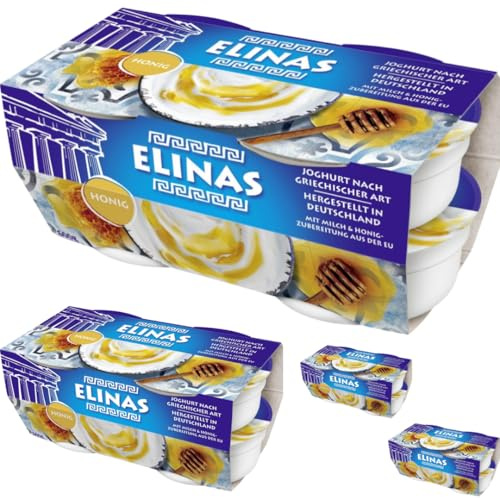 Elinas Joghurt nach griechischer Art Honig 600 Gramm, 4 Er