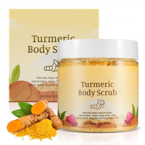 Turmeric Body Scrub - Exfoliating for Smooth, Moisturized Skin - Helps with the Appearance of Dark Spots - Deep Cleansing with Turmeric