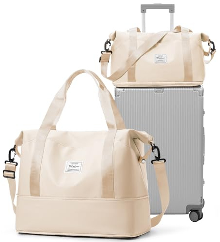 for Ryanair Airlines Underseat Cabin Bag 40x30x20 Weekend Overnight Carry on Holdall 40x20x25 for Women Travel Duffel Sport Gym Tote Mum Hospital Bags with Wet Pocket,A02-Beige