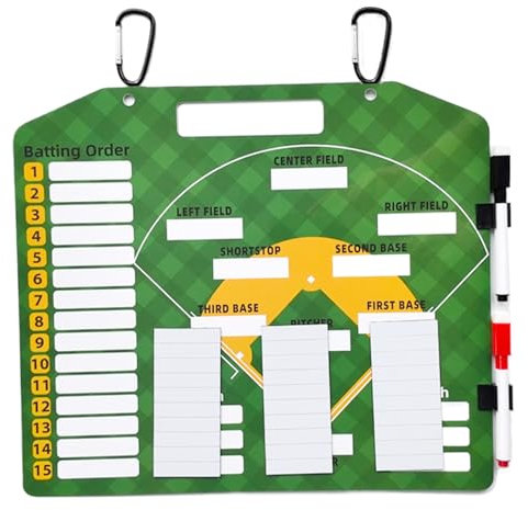 Csafyrt Magnetisches Baseball -Lineup -Board, 14x12 Trockener Baseball -Zwischenkarte für Trainer mit 30 Aufstellungskarten, wiederverwendbares Baseball -Lineup -Board für Dugout