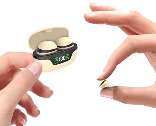 Mini Invisible Small Wireless Earbuds Bluetooth 5.3 In Ear Waterproof Headphones Invisible Earphones for Small Ears Wireless Ear Buds ENC Noise Cancelling Ear Phones Bluetooth for iPhone Android Work
