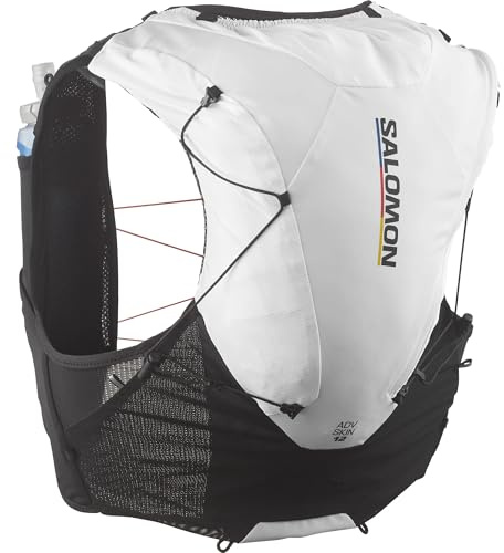 Salomon Unisex Advance Skin 12 | 12 Liter Hydration Trail Running Weste, Rennflaggen-Set, Schwarz/Weiß, Größe M