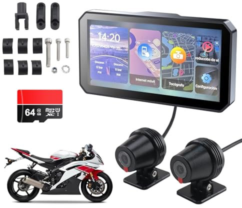 Pantalla Carplay inalámbrica de la motocicleta, CarPlay de 6 pulgadas y navegador de la motocicleta de Android Auto, navegador GPS impermeable IP67 con tarjeta de memoria 64G