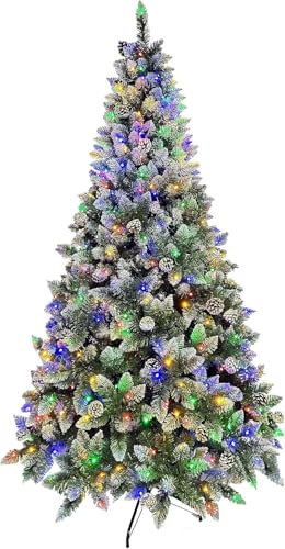 Asinse 4ft Pre-lit Artificial Hinged Christmas Tree with 220 Multi-Color Lights, 320 Branch Tips and Foldable Metal Stand, Perfect Choice for Xmas Decoration