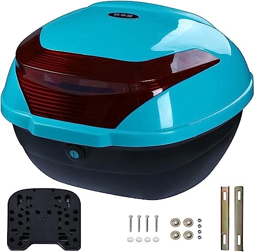 Motorrad Top Box 28L Aufbewahrungsbox für Helm und Gepäck Roller Moped Kofferraum mit Nachtwarnlicht