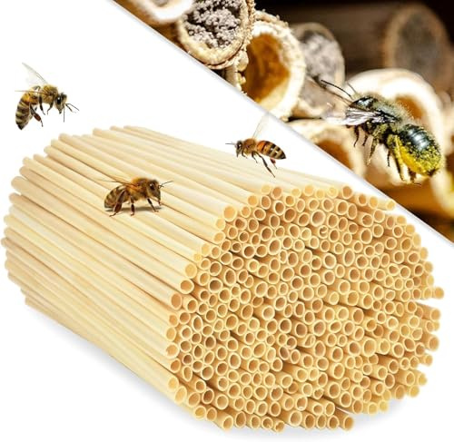 Insektenhotel Bausatz Kinder 300 Natürliche Bienenhotel Füllmaterial Weizenhalme, Niströhren für Wildbienen Insektenhaus Bastelsachen wasserdichte zum Selber Bauen Basteln Nisthilfen