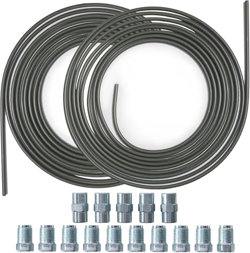 10m de Tuyau de Frein Ø 3/16 (4.75mm) avec 10 Raccords Filetés + 5 Connecteurs, Kit Universel de Remplacement de Conduites de Frein pour Freinage Hydraulique Automobile Brake Line