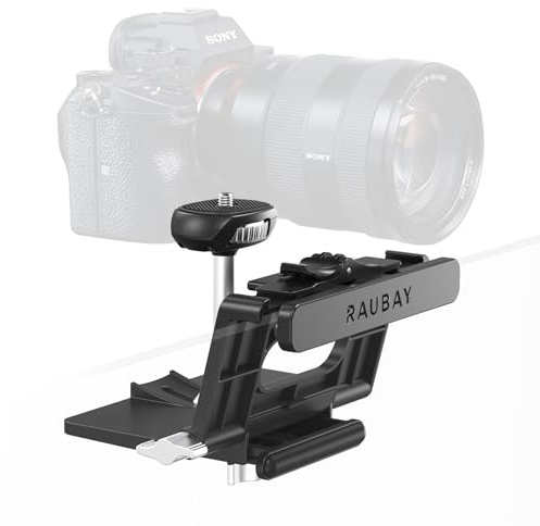 【Upgraded】 RAUBAY Monitor Kamera Halterung Ständer, hängende Webcam Klemme mit 1/4 Zoll Schraube, MILC Monitor obere Unterstützung für Live-Stream, etc. Kompatibel mit gebogenen Monitoren, maximale