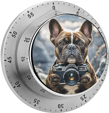 Französische Bulldogge mit Kamera, Küchentimer, Kochuhr mit lautem Alarm, mechanischer Tischtimer, magnetisch