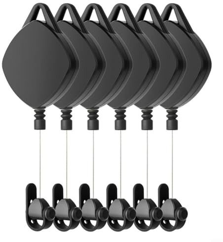 Glomc 6 Stück einziehbares VR-Headset-Kabel-Management-System mit automatischem Schrumpfen für Meta für 2 3S für Sony PS VR2 für HTC Vive Rift S Wand-Deckenhalterung Haken schwarz