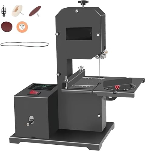 Segatrice A Nastro Professionale Da Banco 800w, Profondità Gola 90mm, Sega A Nastro Per Legno Con Tavolo Inclinabile, Base In Metallo Robusta Per Fai-da-te