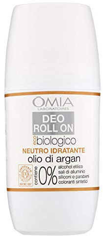 Omia, Deo Roll On Eco Feuchtigkeitsspendend mit Arganöl, Anti-Geruch, ohne Aluminiumsalze, Frische für 24 Stunden, Deodorant für Männer und Frauen, Dermatologisch getestet - 50 ml