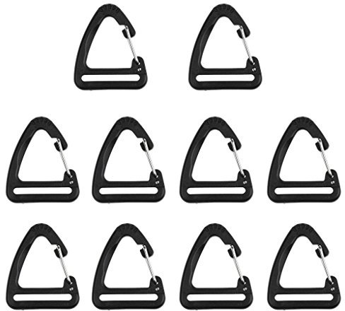 MagiDeal 10er Set Plastik Karabiner zu hängen Rucksack Karabinerhaken Schlüsselbund Dreieck Gurtschnalle, Schwarz