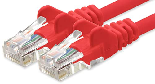 1aTTack.de 2m Cavo di Rete rosso - 1x - Cat.6 Ethernet Gigabit Lan RJ45 10 100 1000 Mbit s - Cavo Patch UTP compatibile con Cat.5 Cat.5e Cat.7 Cat.8 - rosso - 1x - 2m