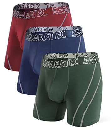 Separatec Hommes Caleçon Boxers en Fibre de Bambou avec Poches Séparées sous-vêtements Caleçon Confortable à La Mode, Lot de 3 (L, Bleu+Rouge+Vert)