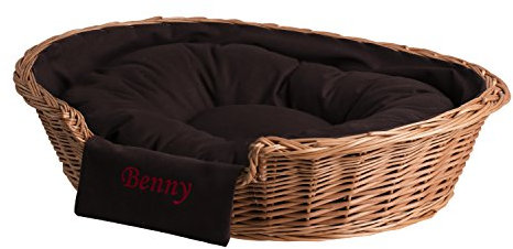 e-wicker24 Alles aus Weide Panier, Corbeille, Niche en Osier Naturel (65 cm, Naturel - avec Broderie)