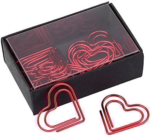 Büroklammern, Lesezeichen, kreative Herzform, Bürobedarf, Geschenke, Rot, 12 Stück