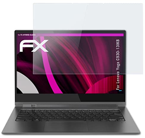 atFoliX Glasfolie kompatibel mit Lenovo Yoga C930-13IKB Panzerfolie, 9H Hybrid-Glass FX Schutzpanzer Folie